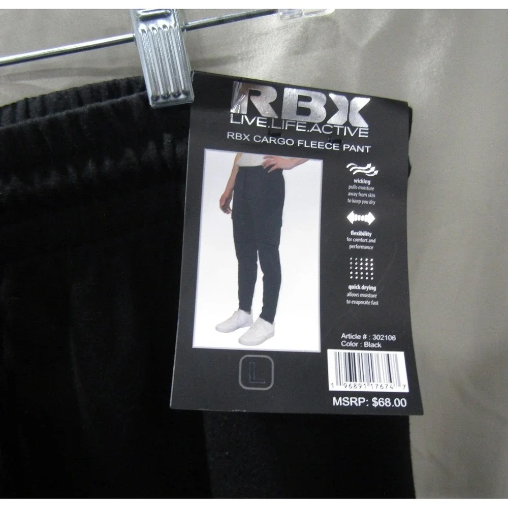 Reebok Men's Black Fleece Cargo Pants SZ  L NWT
